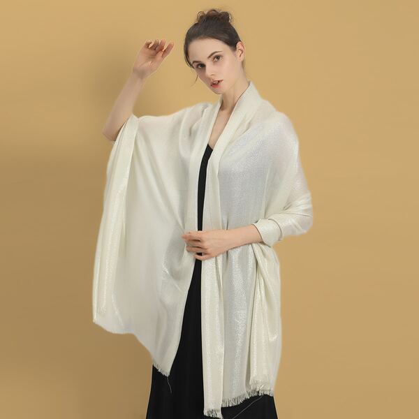 

Raw Hem Solid Scarf, White