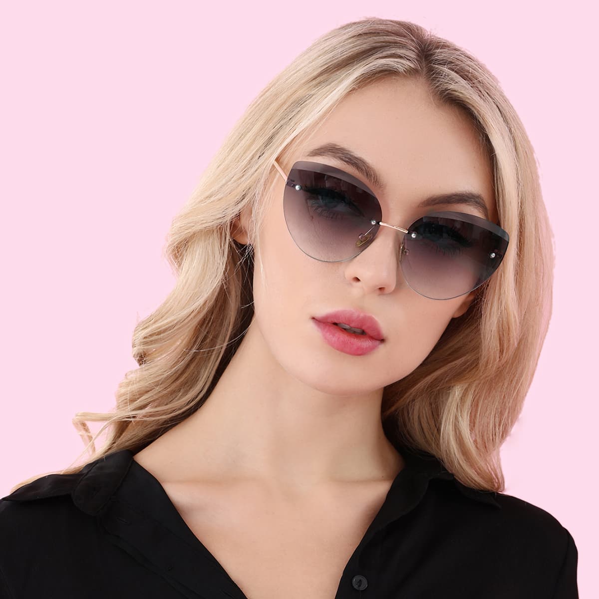

Ombre Lens Rimless Sunglasses