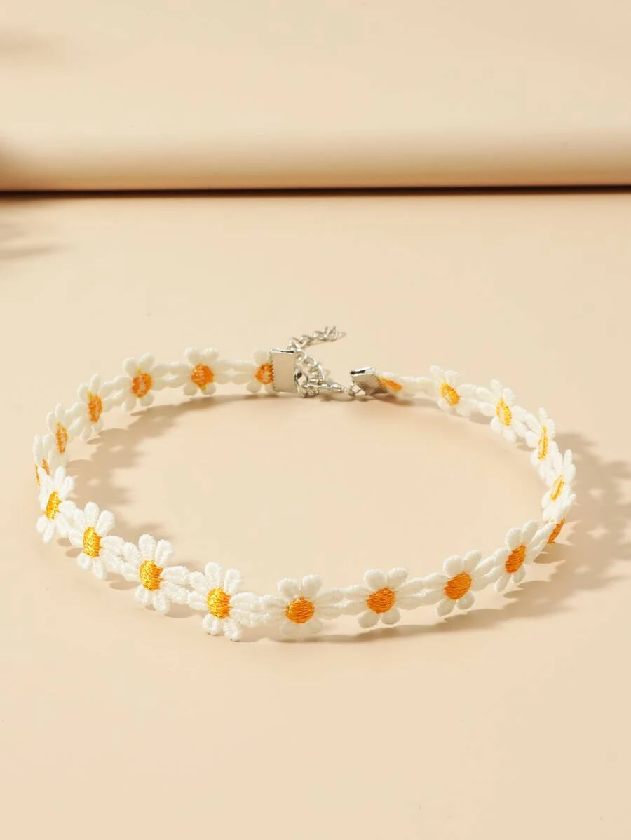 花朵裝飾頸鍊 - 彩色 - 查看 1