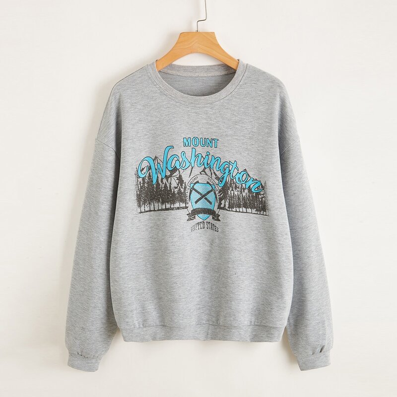 

Letter Graphic Drop Shoulder Sweatshirt, Light grey