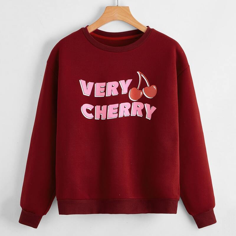 

Cherry Print Sweatshirt, Burgundy