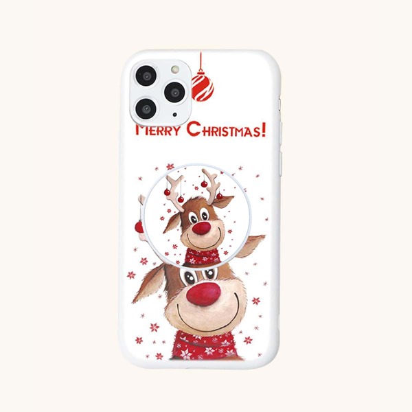 

Christmas Elk Print Phone Case With Holder, Multicolor
