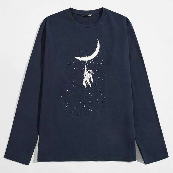 

Men Astronaut Print Tee, Navy blue