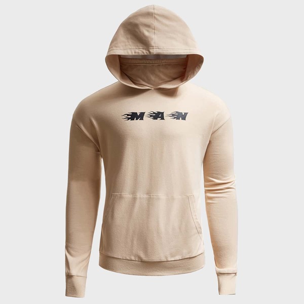 

Men Letter Graphic Pocket Hoodie, Apricot