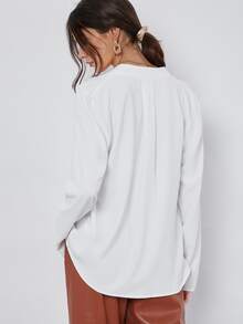 SHEIN BASICS Fold Pleated Back Solid Top - White - View 2