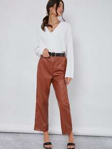 SHEIN BASICS Fold Pleated Back Solid Top - White - View 5