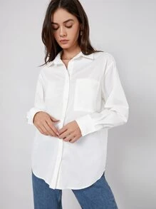 BizChic 單排釦補丁口袋素色襯衫 - 白色 - 查看 4