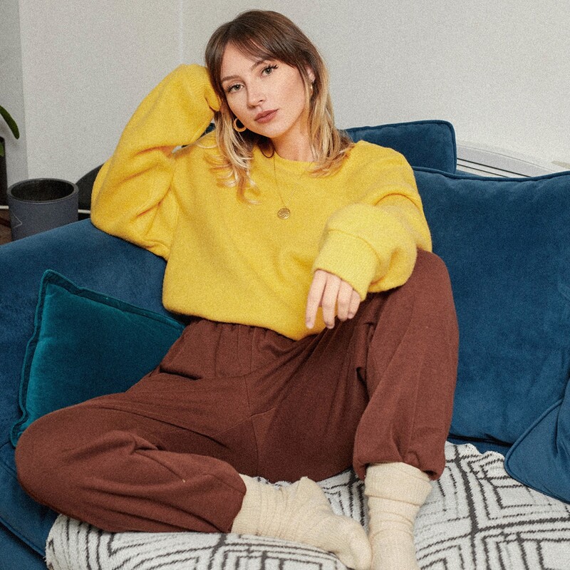 

Solid Drop Shoulder Sweatshirt, Yellow