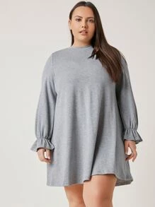 SHEIN Plus Ruffle Cuff Solid Dress