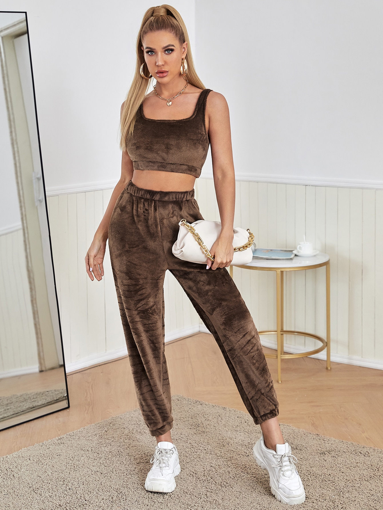 Flannel Crop Tank Top & Sweatpants thumbnail