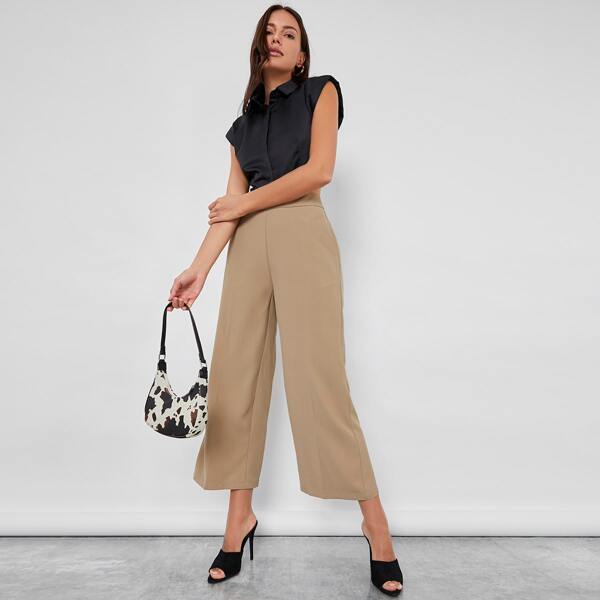 

Seam Front Cropped Pants, Khaki