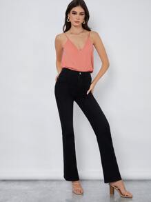 BizChic Solid V Neck Cami Top - Watermelon Pink - View 5