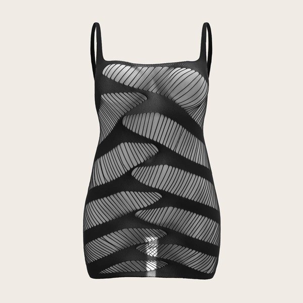 

Plus Cut-out Sheer Slips, Black