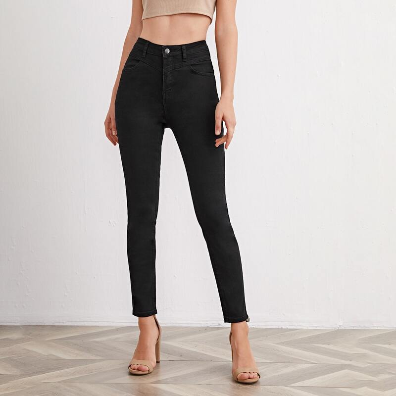 

High Waist Skinny Jeans, Black