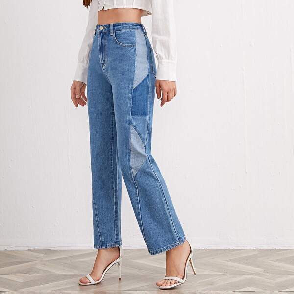 

High Waist Straight Leg Jeans, Light wash