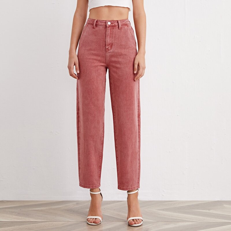 

High Waist Mom Jeans, Dusty pink