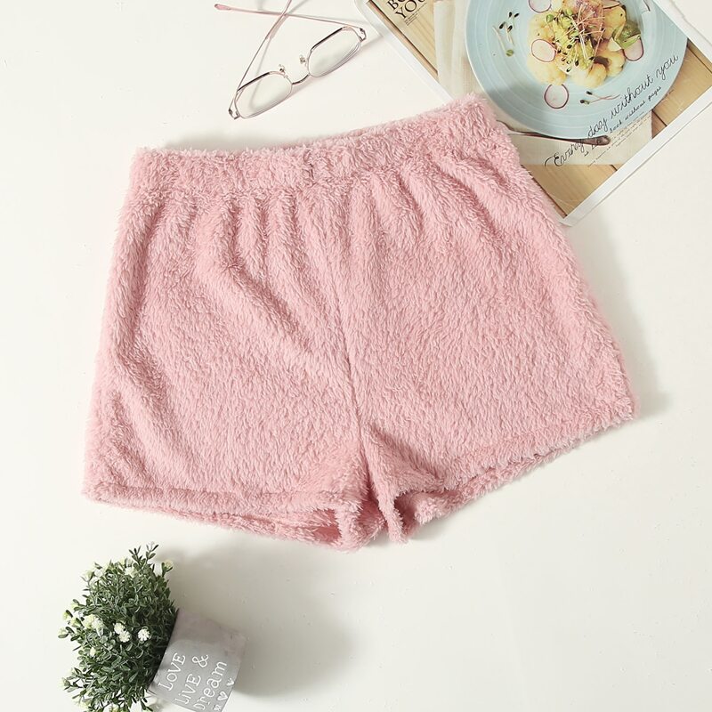 

Solid Teddy Lounge Shorts, Baby pink