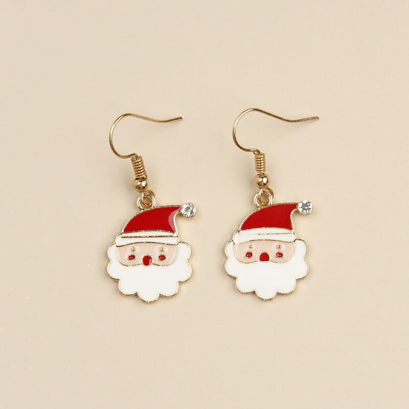 

Christmas Santa Claus Drop Earrings, Red and white