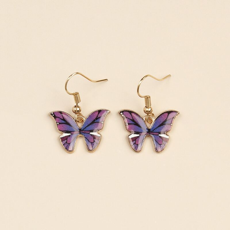 

Butterfly Drop Earrings, Purple