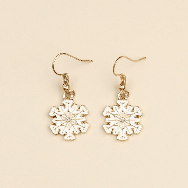 

Christmas Snowflake Drop Earrings, White
