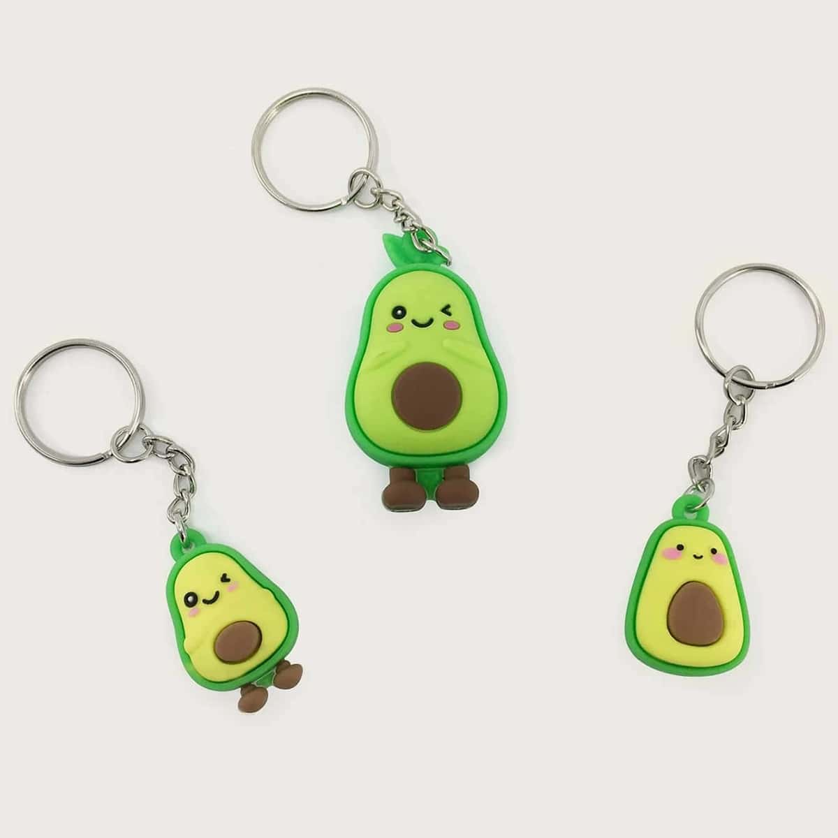 

3pcs Cartoon Avocado Keychain, Green