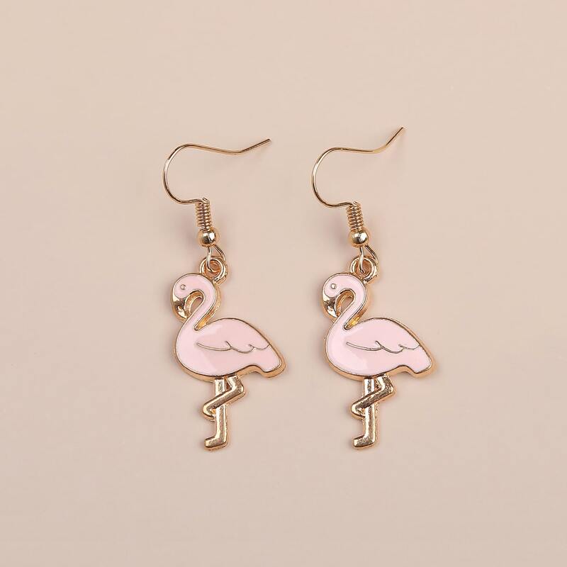 

Flamingo Drop Earrings, Baby pink