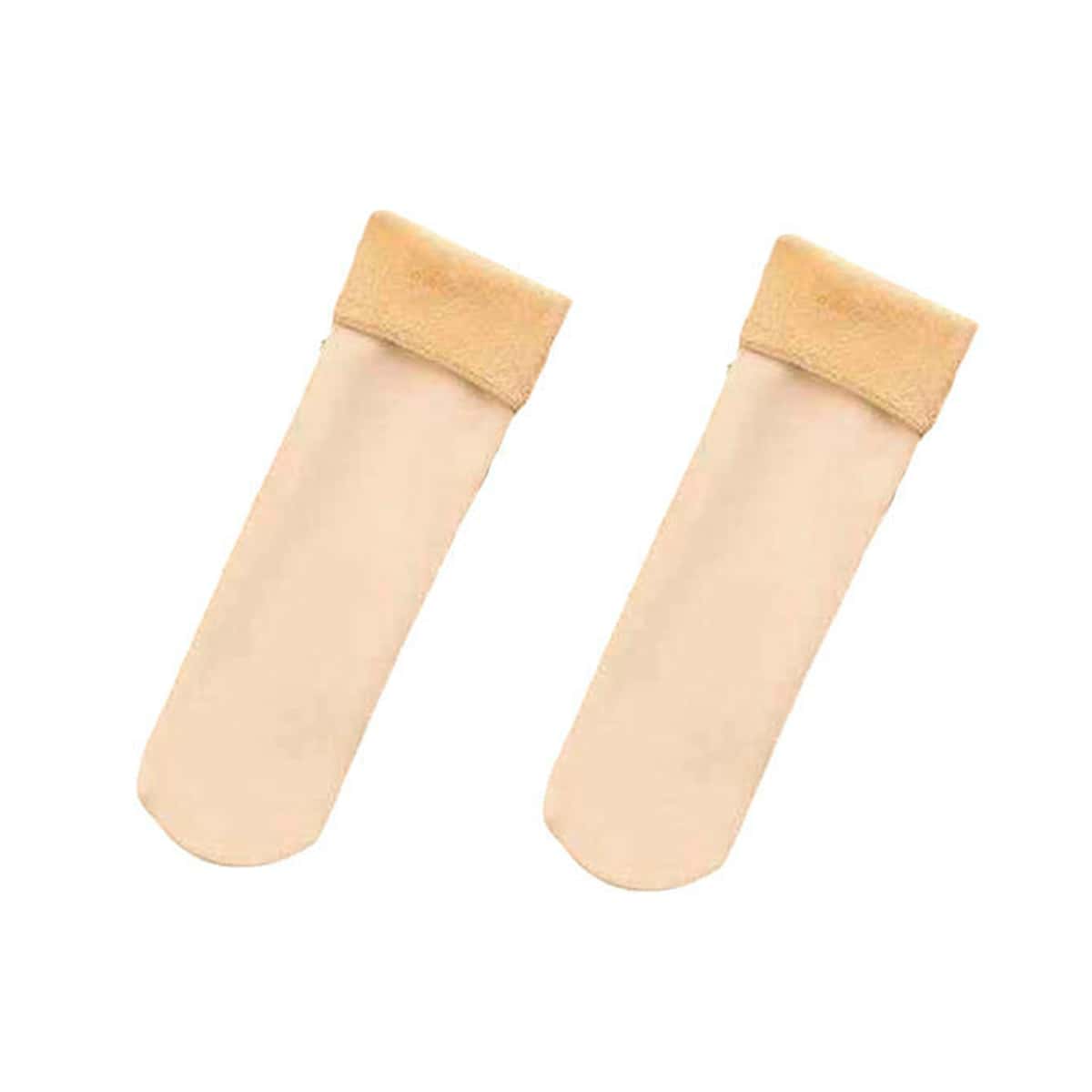 

Solid Plush Crew Socks, Beige