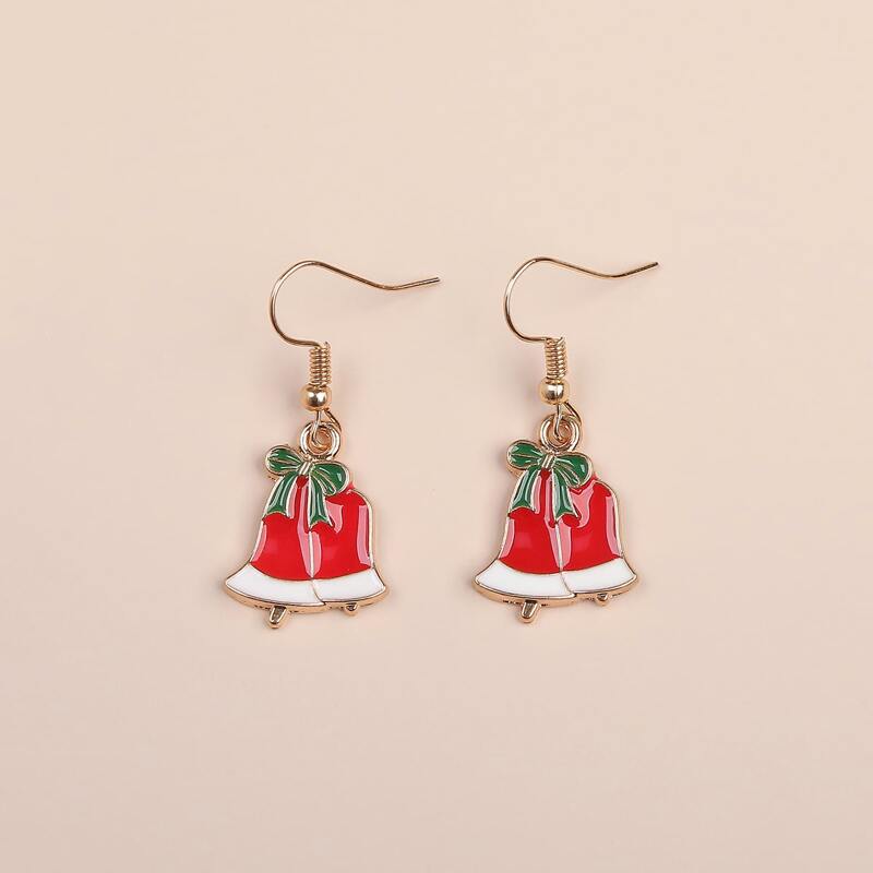

Christmas Bell Drop Earrings, Red