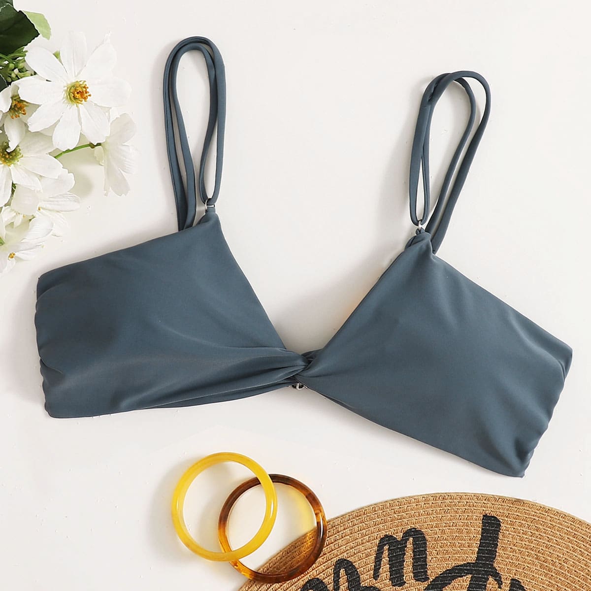 

Twist Front Bikini Top, Dusty blue