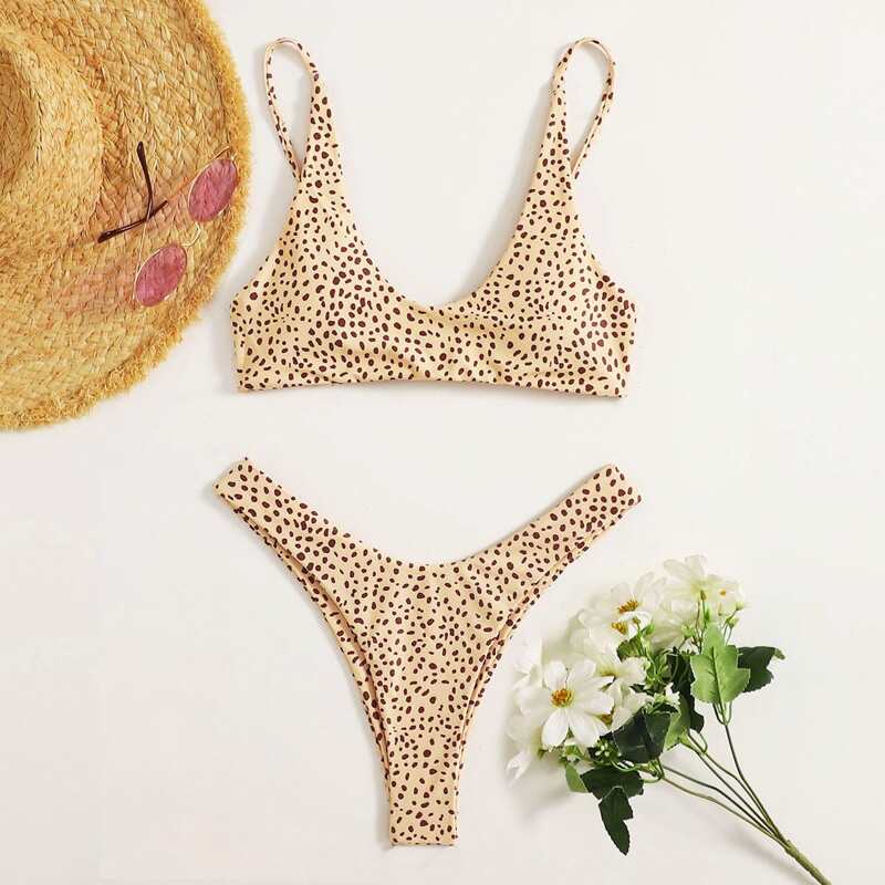 

Dalmatian High Leg Bikini Swimsuit, Multicolor