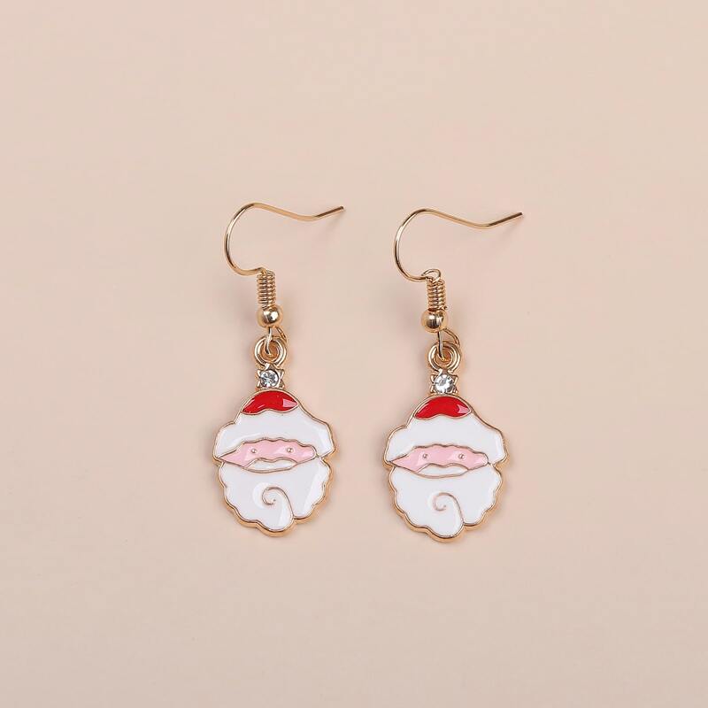 

Christmas Santa Claus Drop Earrings, White