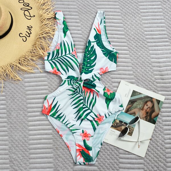 

Floral & Tropical Twist One Piece Swimsuit, Multicolor
