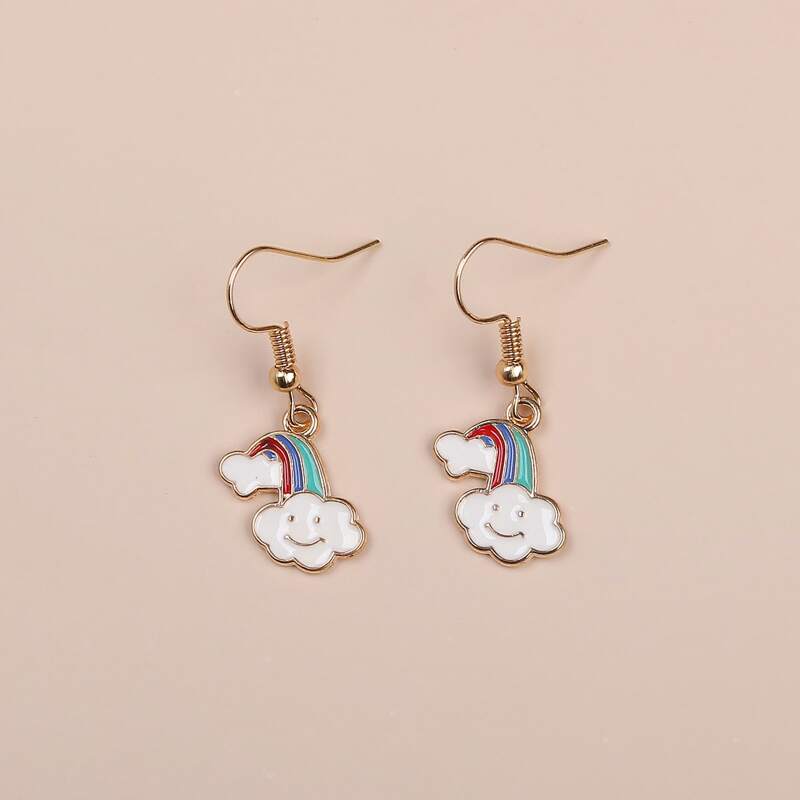 

Rainbow Cloud Drop Earrings, Multicolor