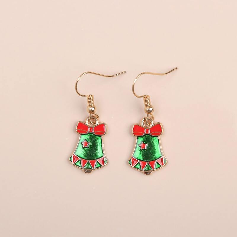 

Christmas Bell Drop Earrings, Green