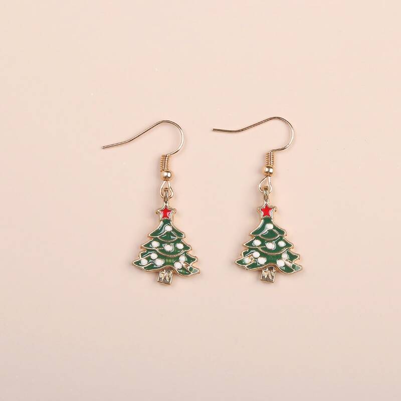 

Christmas Tree Drop Earrings, Green