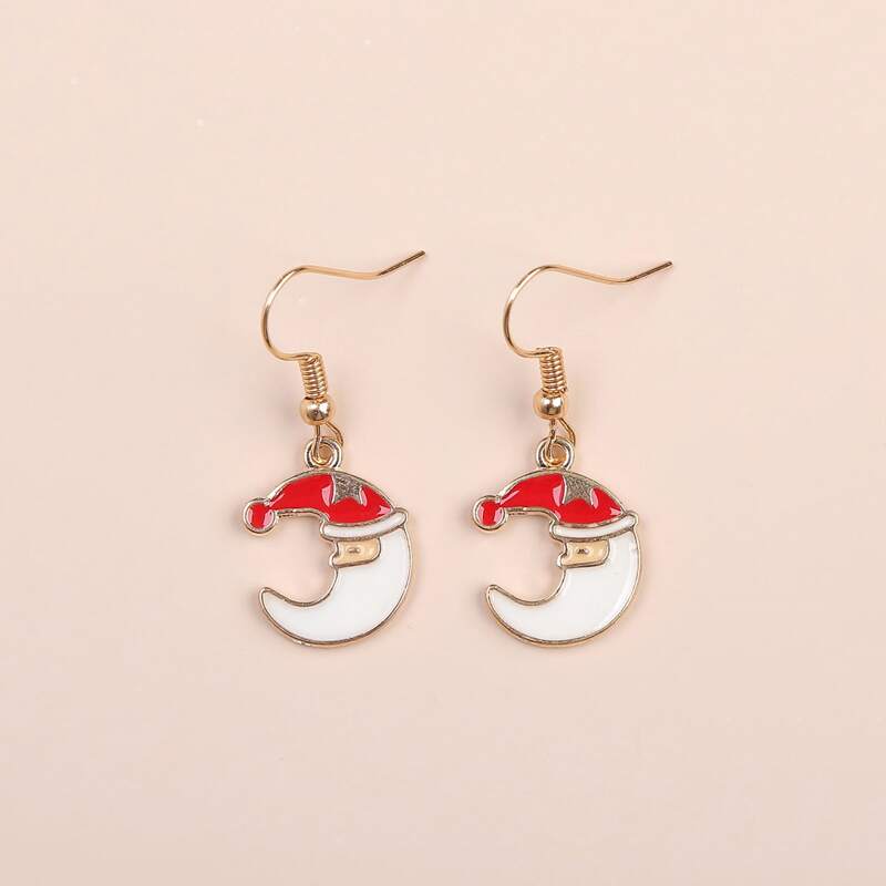 

Christmas Santa Claus Drop Earrings, Red and white