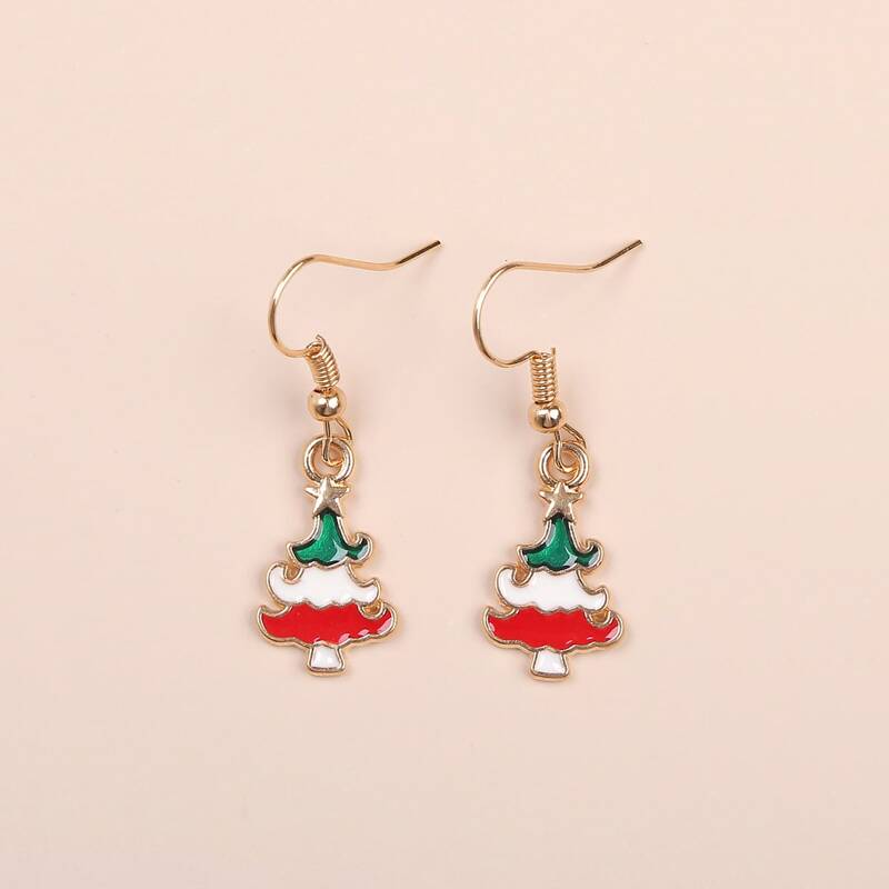 

Christmas Tree Drop Earrings, Multicolor