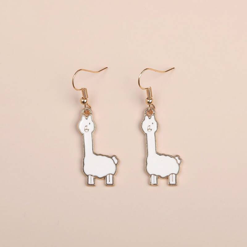 

Alpaca Drop Earrings, White