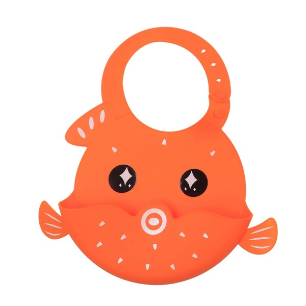 

1pc Kids Silicone Cartoon Bib, Orange