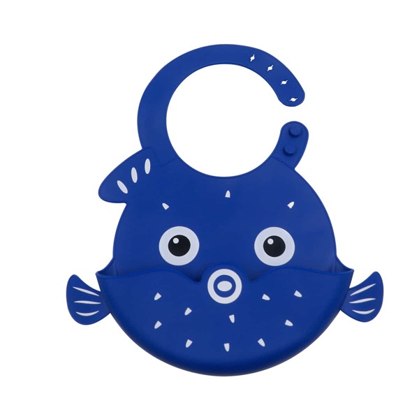 

1pc Kids Silicone Cartoon Bib, Royal blue
