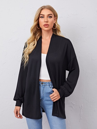 SHEIN LUNE Open Front Drop Shoulder Cardigan