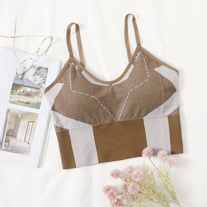 

Colorblock Longline Bralette, Brown