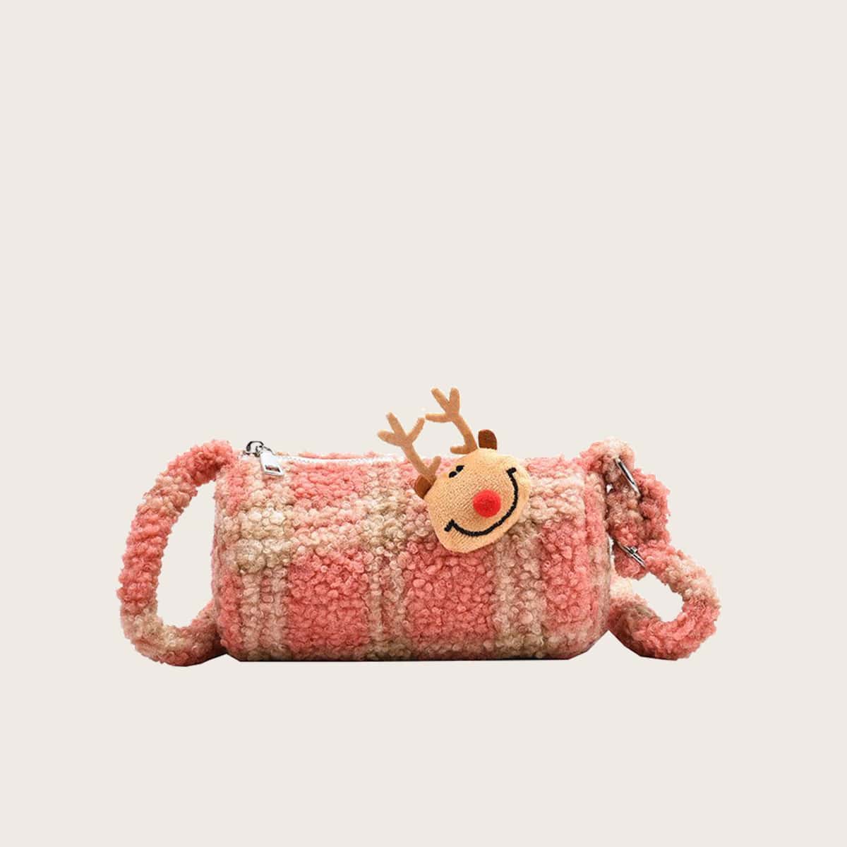 

Christmas Deer Teddy Crossbody Bag, Multicolor