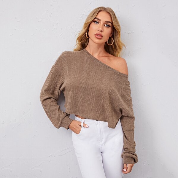 

Drop Shoulder Crop Tee, Khaki