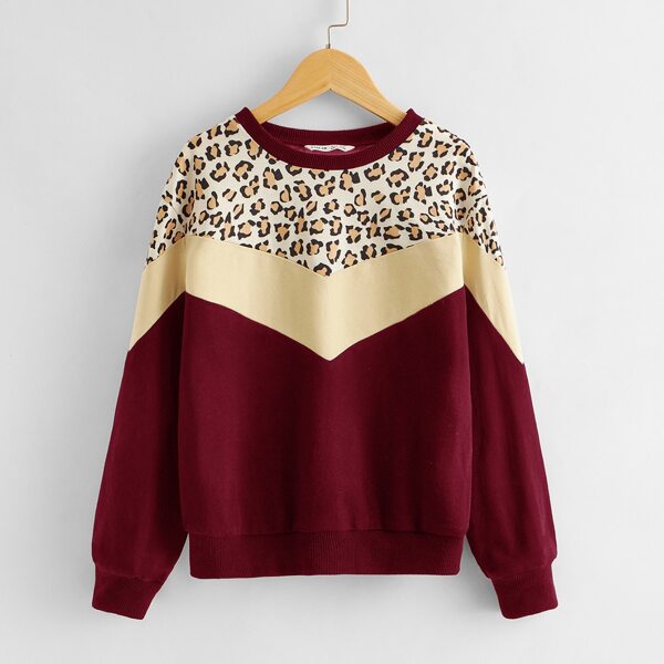 

Girls Leopard Print Chevron Pullover, Multicolor