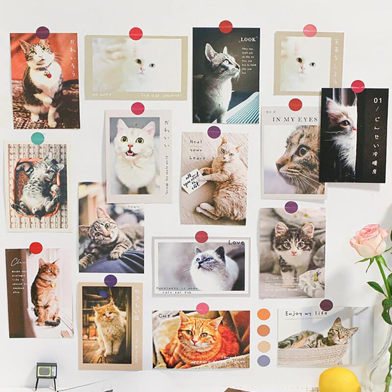 

15pcs Cat Print Random Postcard, Multicolor