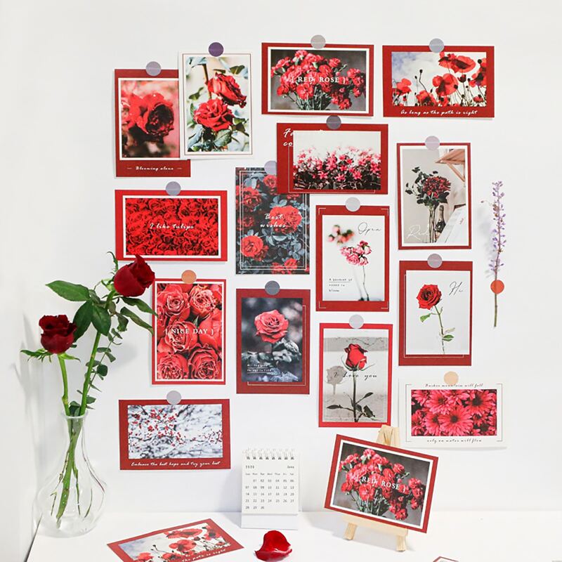 

15pcs Flower Print Random Postcard, Multicolor