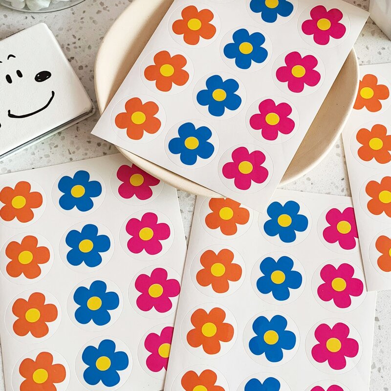 

5sheets Flower Print Sticker, Multicolor