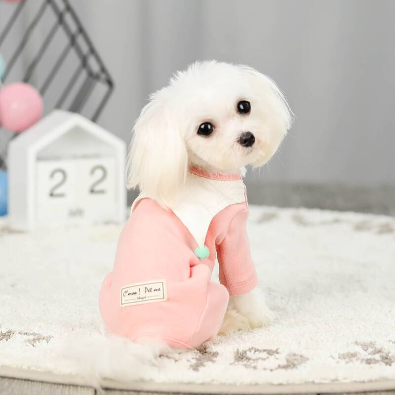 

Pom Pom Decor Dog Jumpsuit, Baby pink