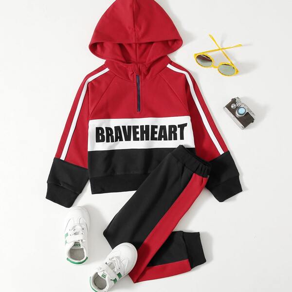 

Toddler Boys Letter Graphic Hoodie & Contrast Panel Sweatpants, Multicolor